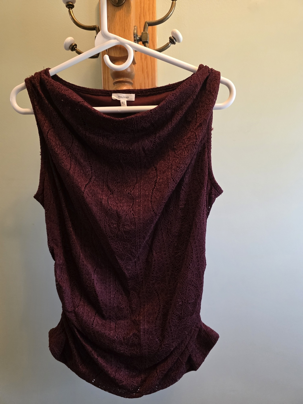 Maurices Sleeveless Draped Knit Top - Wine